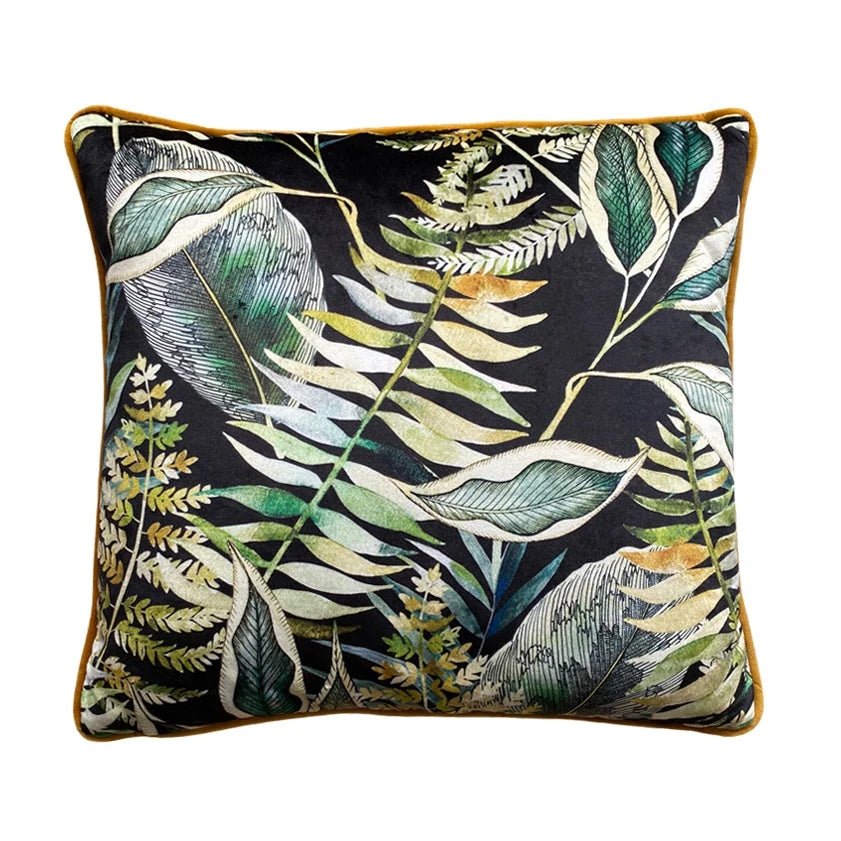 Avalana Dark Tropics Piped Velvet Cushion Cover