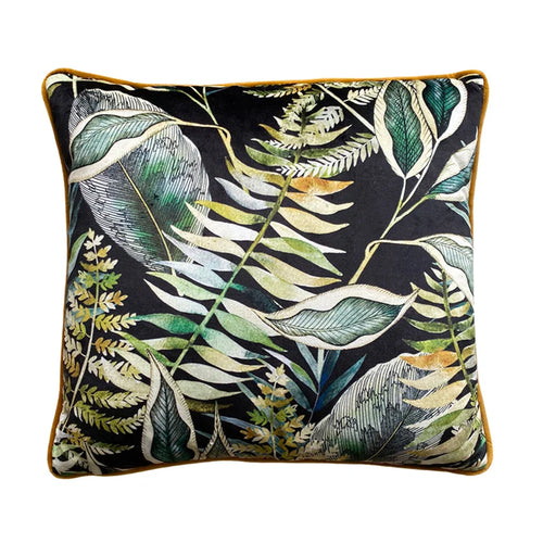 Avalana Dark Tropics Piped Velvet Cushion Cover