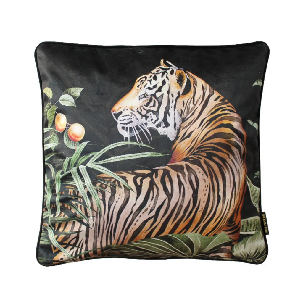 Avalana Caspian Tigress Piped Velvet Cushion Cover