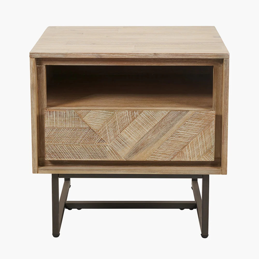 Pacific Lifestyle Marca Sand Wash Acacia Wood 1 Drawer 1 Shelf Unit