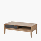 Pacific Lifestyle Pelle Black and Natural Acacia Wood 2 Drawer Coffee Table