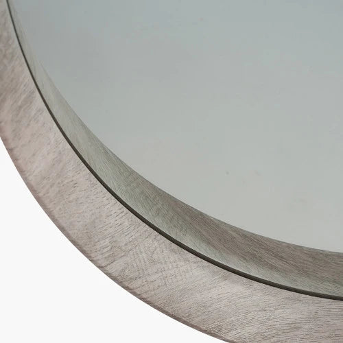 Pacific Lifestyle Grey Oak Wood Veneer Deep Edge Round Wall Mirror
