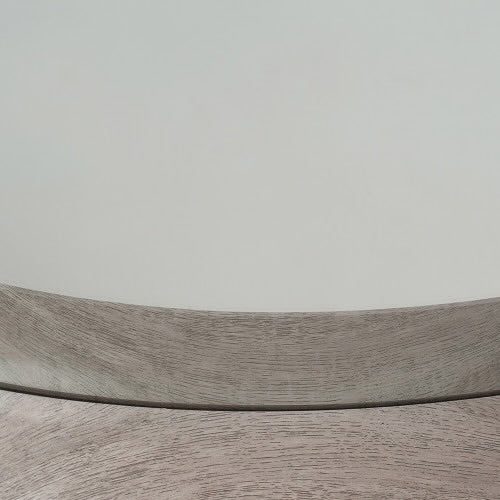 Pacific Lifestyle Grey Oak Wood Veneer Deep Edge Round Wall Mirror