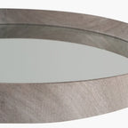 Pacific Lifestyle Grey Oak Wood Veneer Deep Edge Round Wall Mirror
