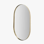 Pacific Lifestyle Brushed Gold Metal Slim Frame Oval Wall Mirror