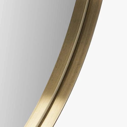 Pacific Lifestyle Brushed Gold Metal Slim Frame Oval Wall Mirror