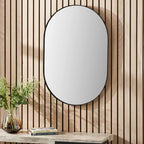Pacific Lifestyle Black Metal Slim Frame Oval Wall Mirror