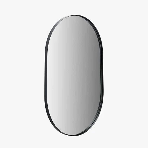 Pacific Lifestyle Black Metal Slim Frame Oval Wall Mirror