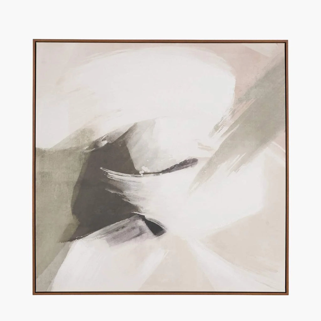 Pacific Lifestyle Monochrome Abstract Square Canvas with Oak Effect Frame