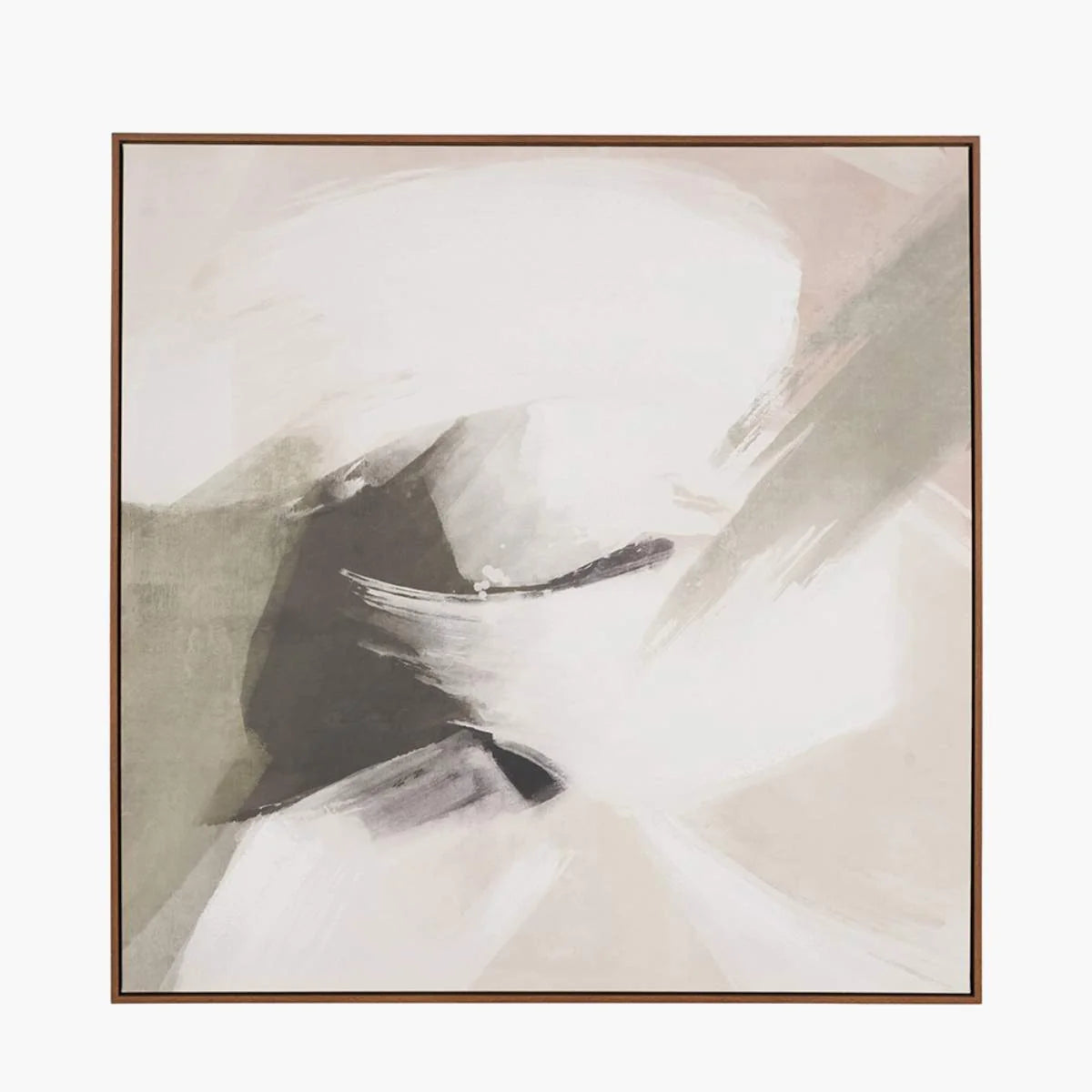 Pacific Lifestyle Monochrome Abstract Square Canvas with Oak Effect Frame