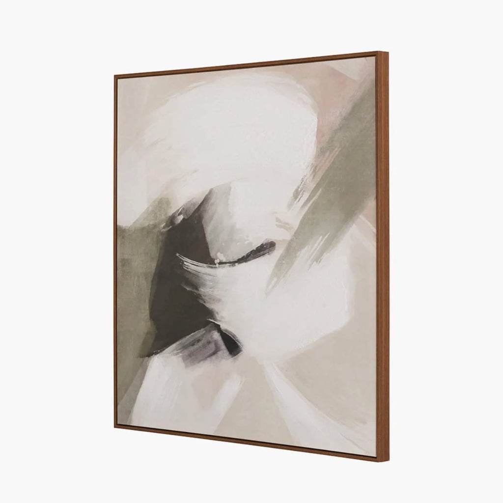 Pacific Lifestyle Monochrome Abstract Square Canvas with Oak Effect Frame