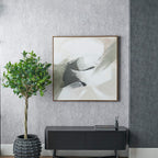 Pacific Lifestyle Monochrome Abstract Square Canvas with Oak Effect Frame