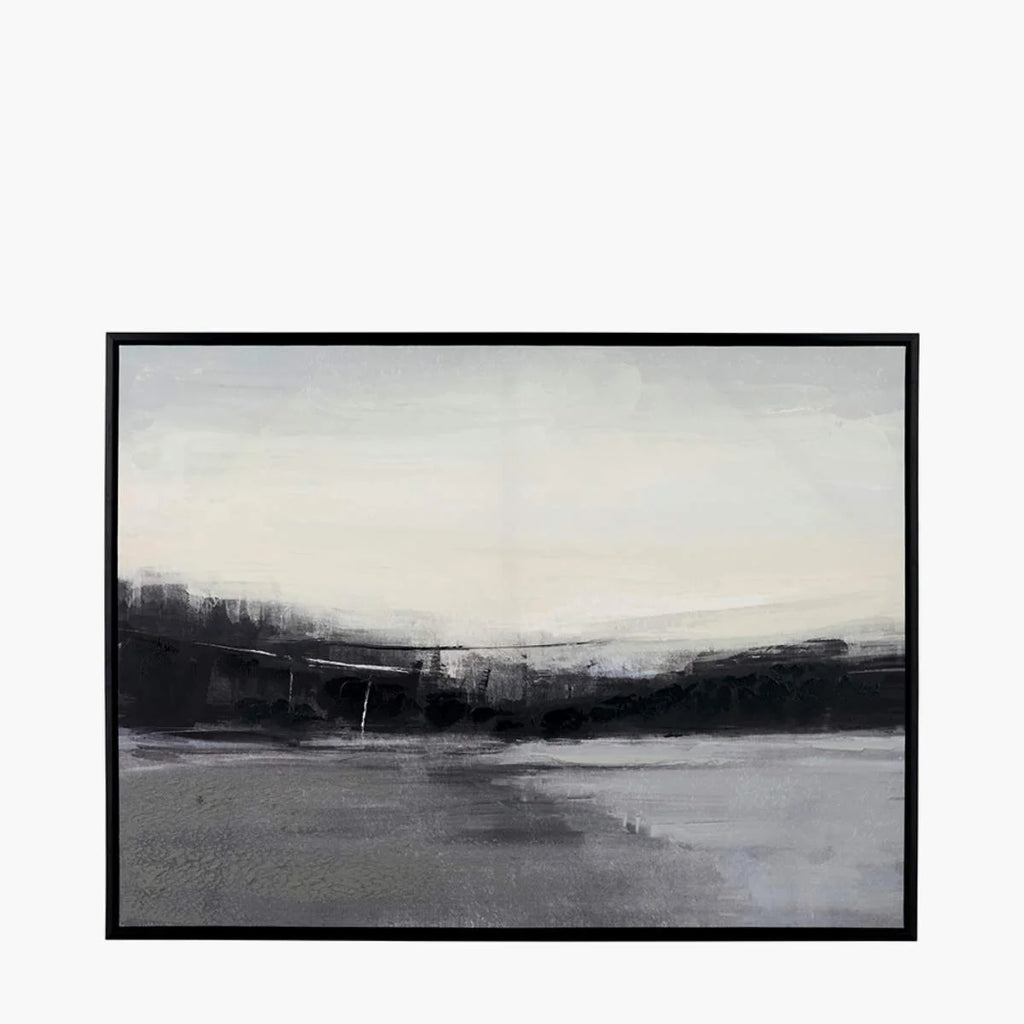 Pacific Lifestyle Monochrome Landscape Canvas with Black Frame