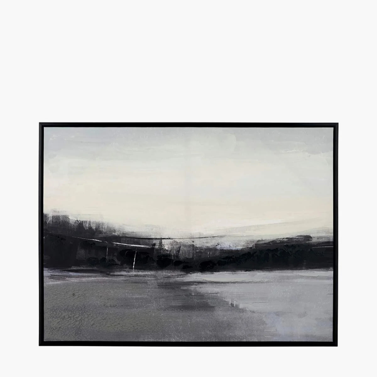 Pacific Lifestyle Monochrome Landscape Canvas with Black Frame