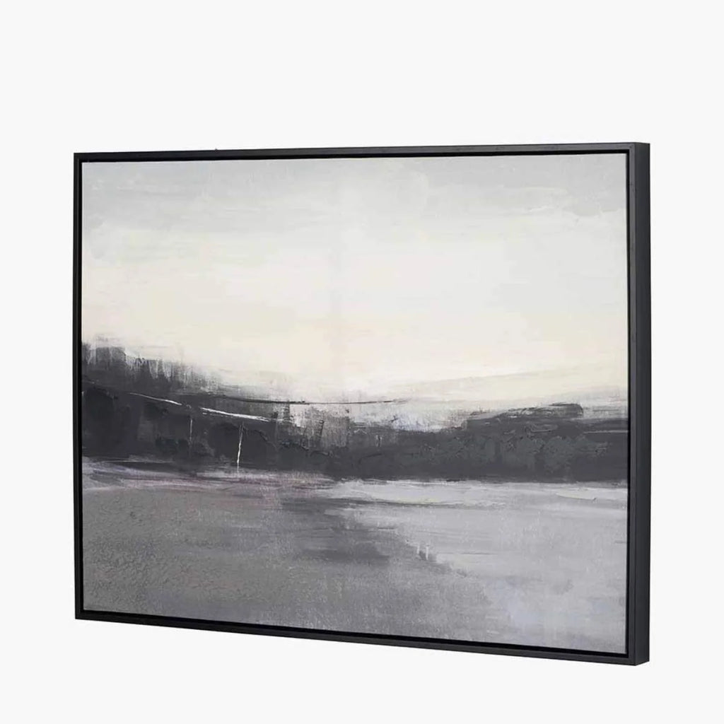 Pacific Lifestyle Monochrome Landscape Canvas with Black Frame