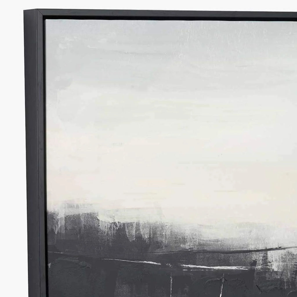 Pacific Lifestyle Monochrome Landscape Canvas with Black Frame