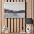Pacific Lifestyle Monochrome Landscape Canvas with Black Frame
