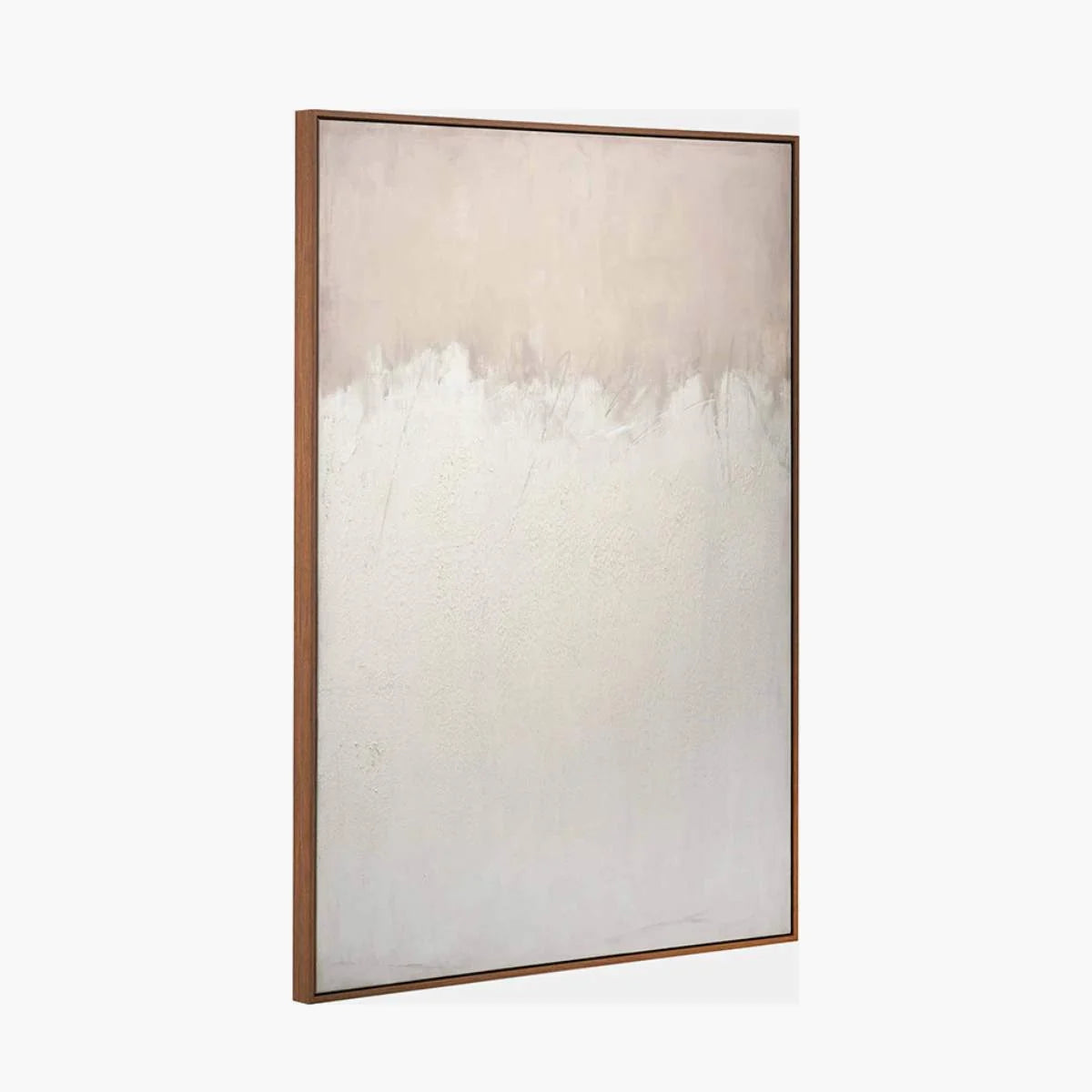 Pacific Lifestyle Natural and White Abstract Canvas with Natural Frame Large