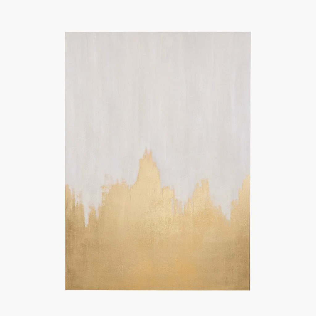 Pacific Lifestyle White and Gold Abstract Frameless Canvas