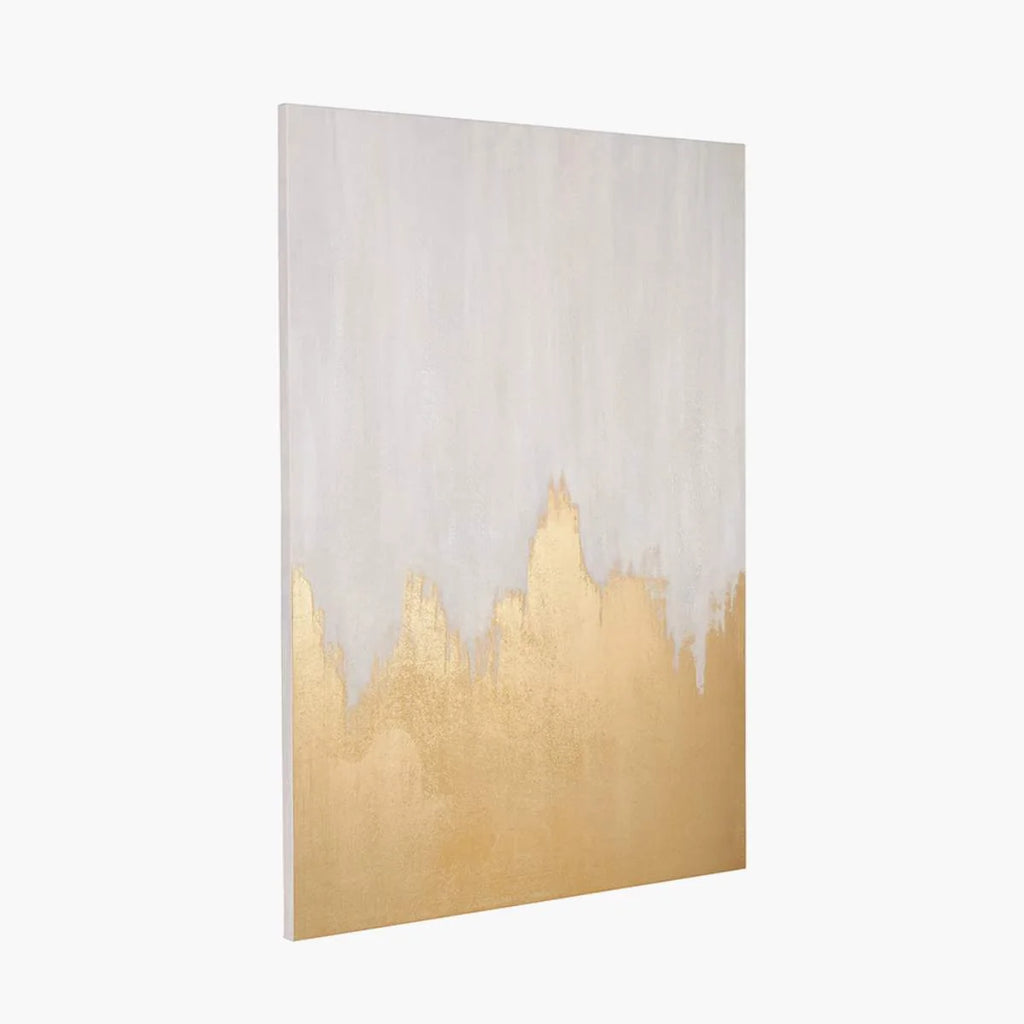 Pacific Lifestyle White and Gold Abstract Frameless Canvas