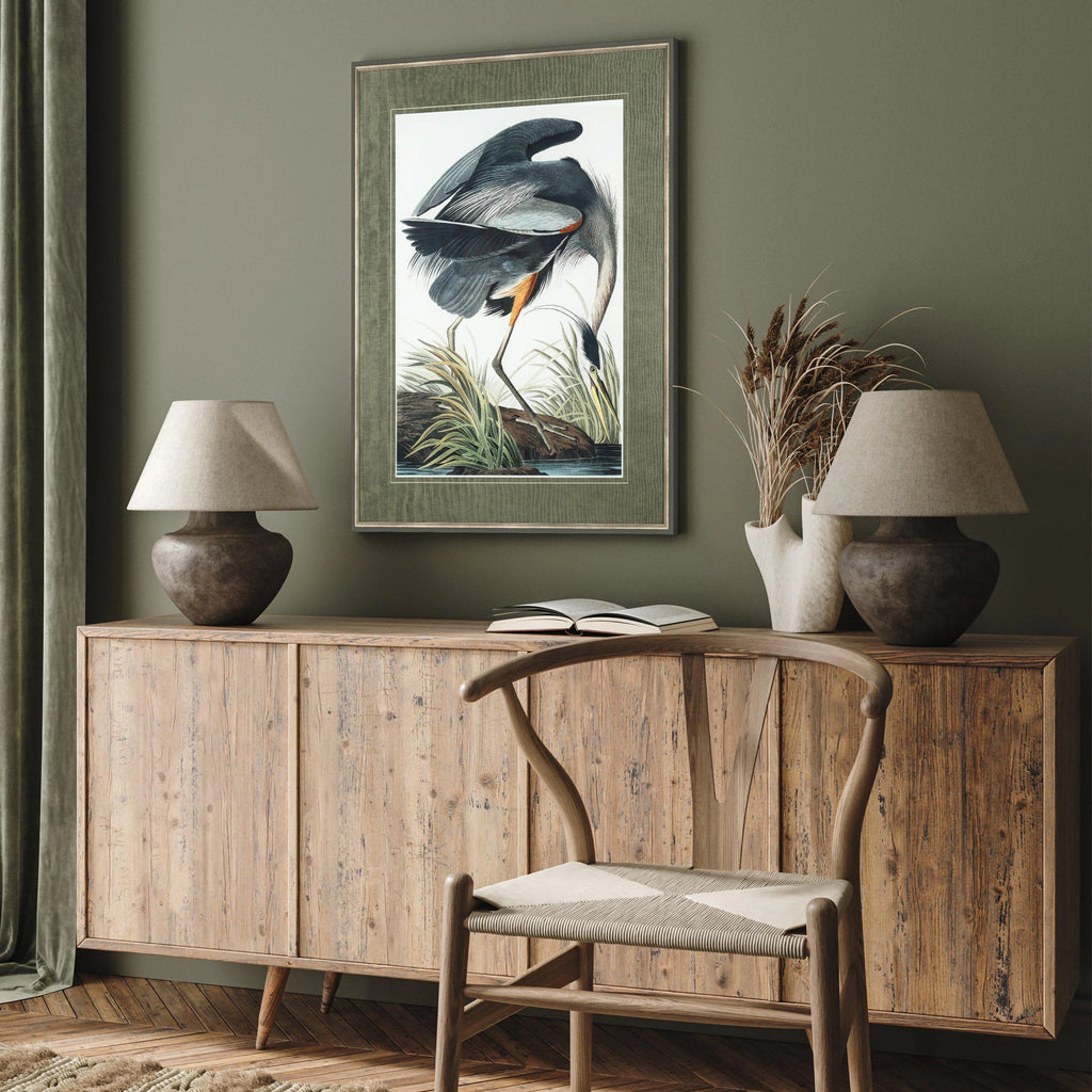 Vintage Blue Heron Framed Print By Art Marketing
