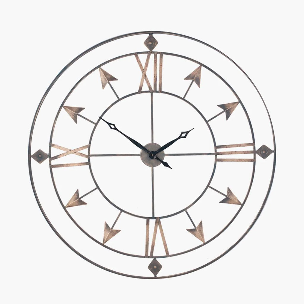 Pacific Lifestyle Graphite and Gold Metal Round Wall Clock Large