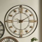 Pacific Lifestyle Graphite and Gold Metal Round Wall Clock Large