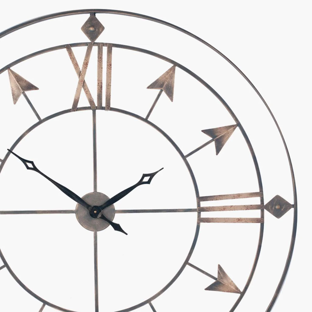 Pacific Lifestyle Graphite and Gold Metal Round Wall Clock Large