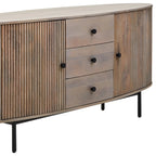 Beaumonde Home Torello Three Drawer Grey Mango Wood Sideboard