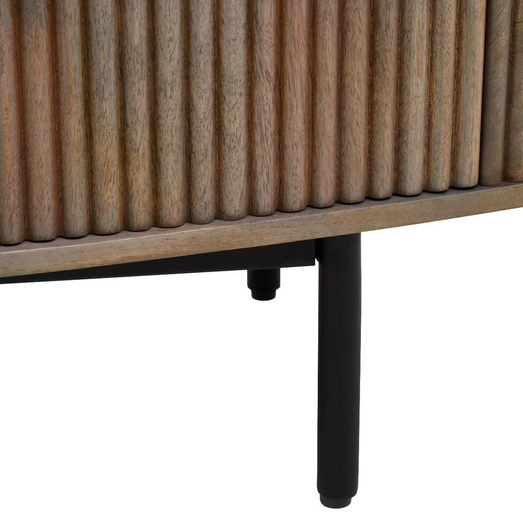 Beaumonde Home Torello Three Drawer Grey Mango Wood Sideboard