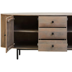 Beaumonde Home Torello Three Drawer Grey Mango Wood Sideboard