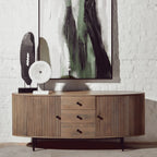 Beaumonde Home Torello Three Drawer Grey Mango Wood Sideboard