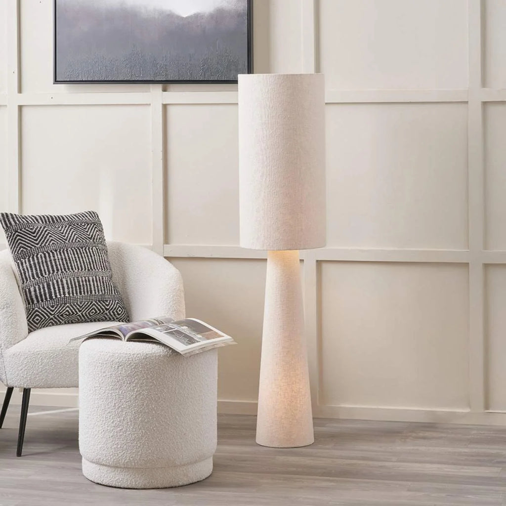 Pacific Lifestyle Mirissa White Slubby Handloom Fabric Floor Lamp