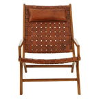 Beaumonde Home Kendani Teak Wood And Leather Chair