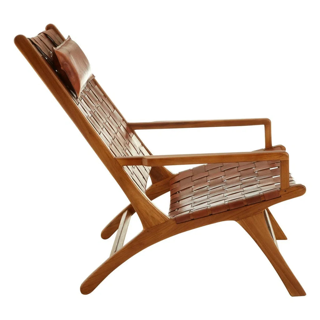 Beaumonde Home Kendani Teak Wood And Leather Chair
