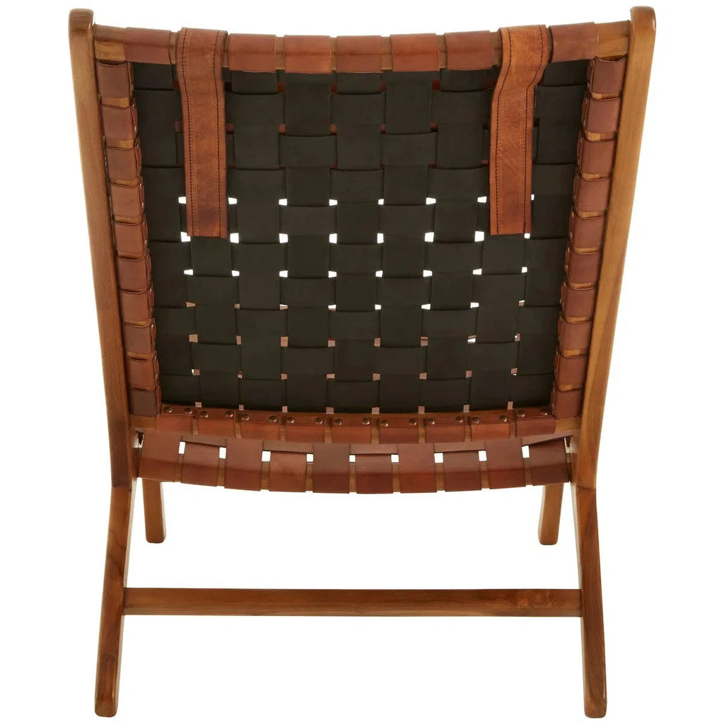 Beaumonde Home Kendani Teak Wood And Leather Chair