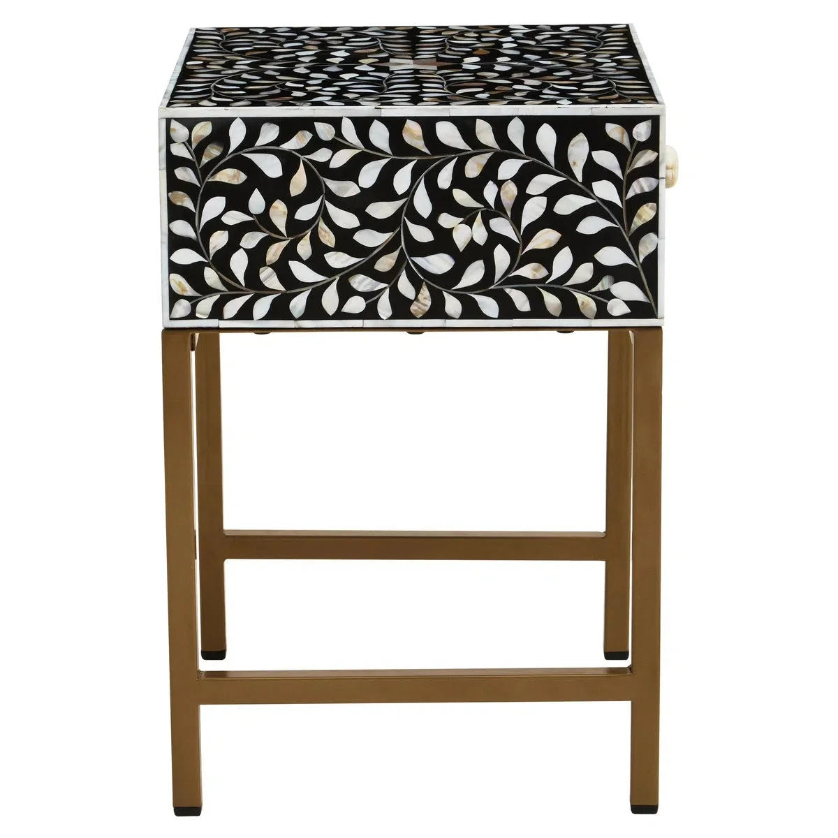 Beaumonde Home Fuster 1 Drawer Side Table with Bone Inlay